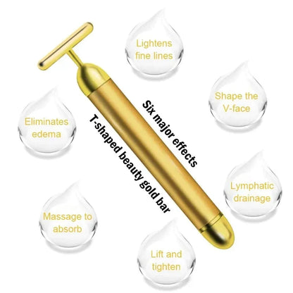 24K T-Shape Gold Vibrating Face Massager