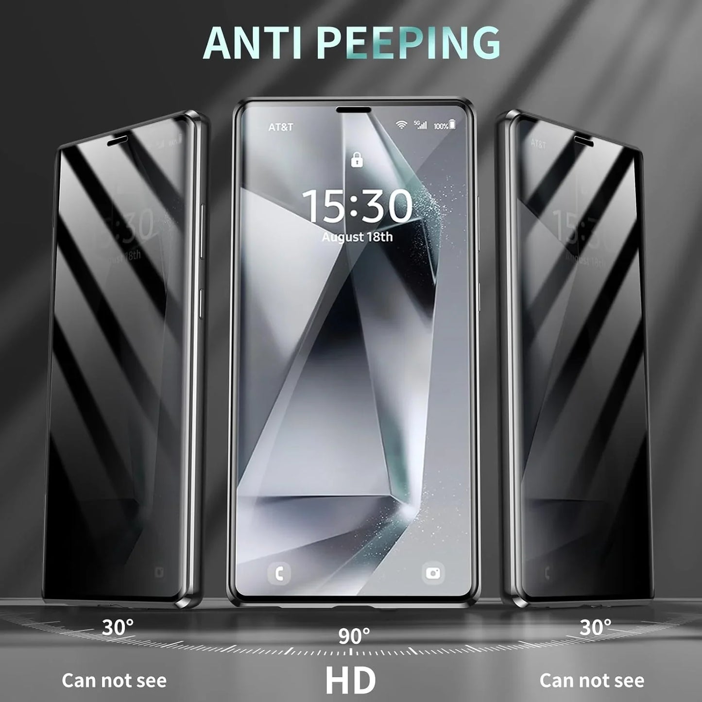 360° Samsung Anti Peep Magnetic Titanium Metal Case (Buy 1 Get 1)