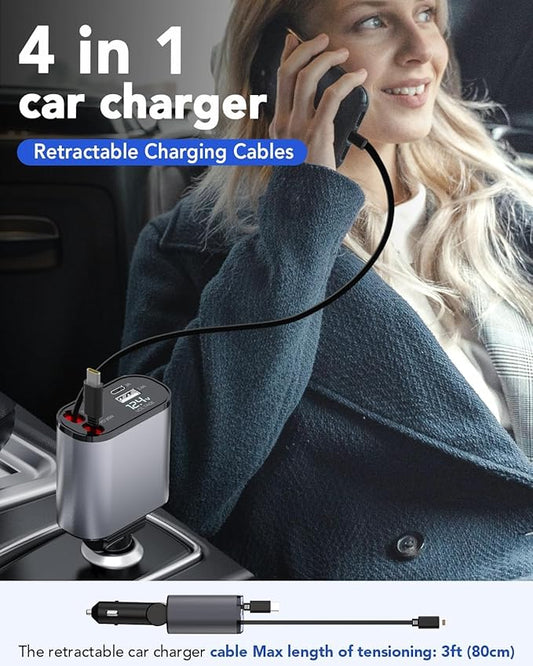 ChargeFlex™ Retractable Superfast Car Charger (31 Inch, 120w)