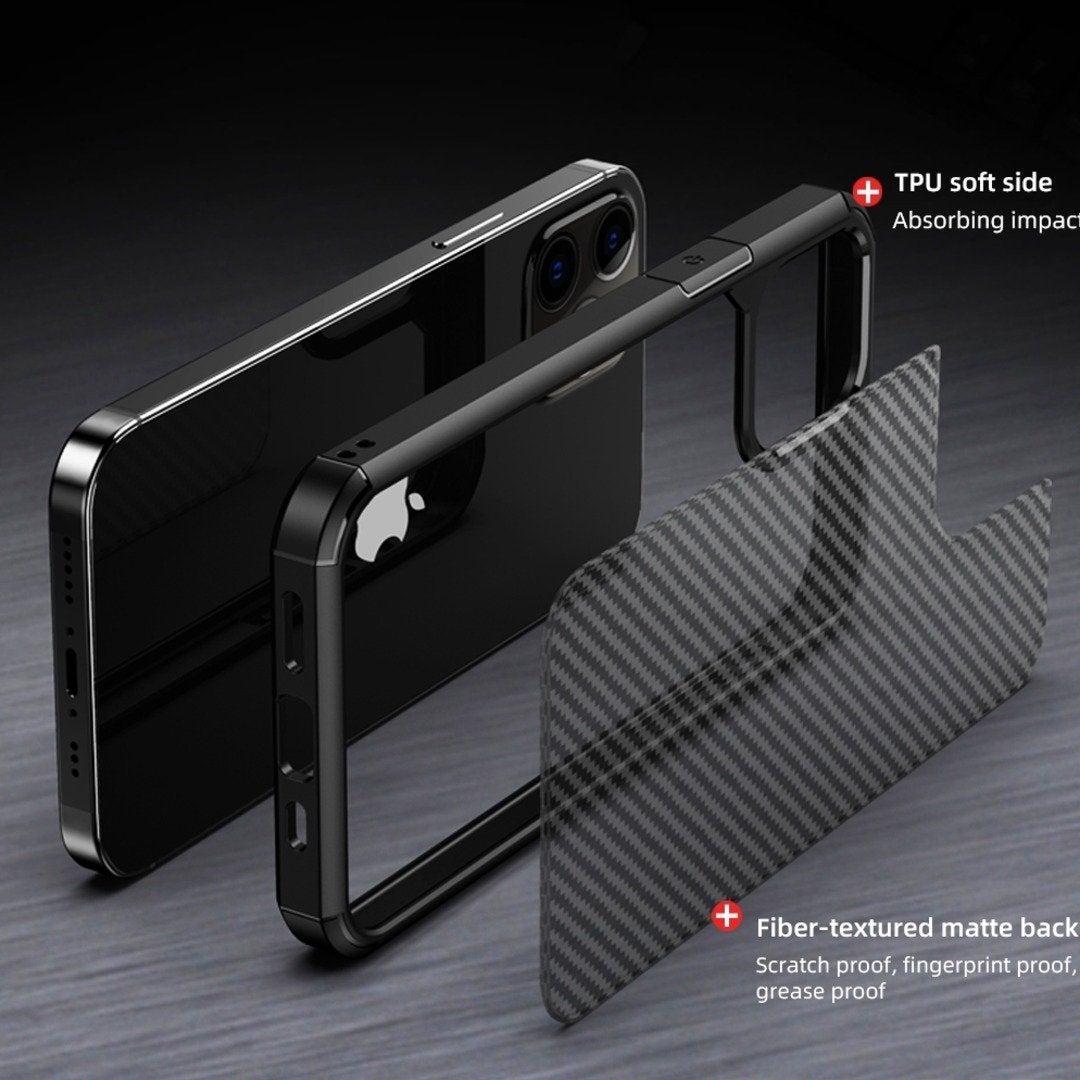 iPhone 12 Opaque Matte Carbon Fiber TPU Armor Case